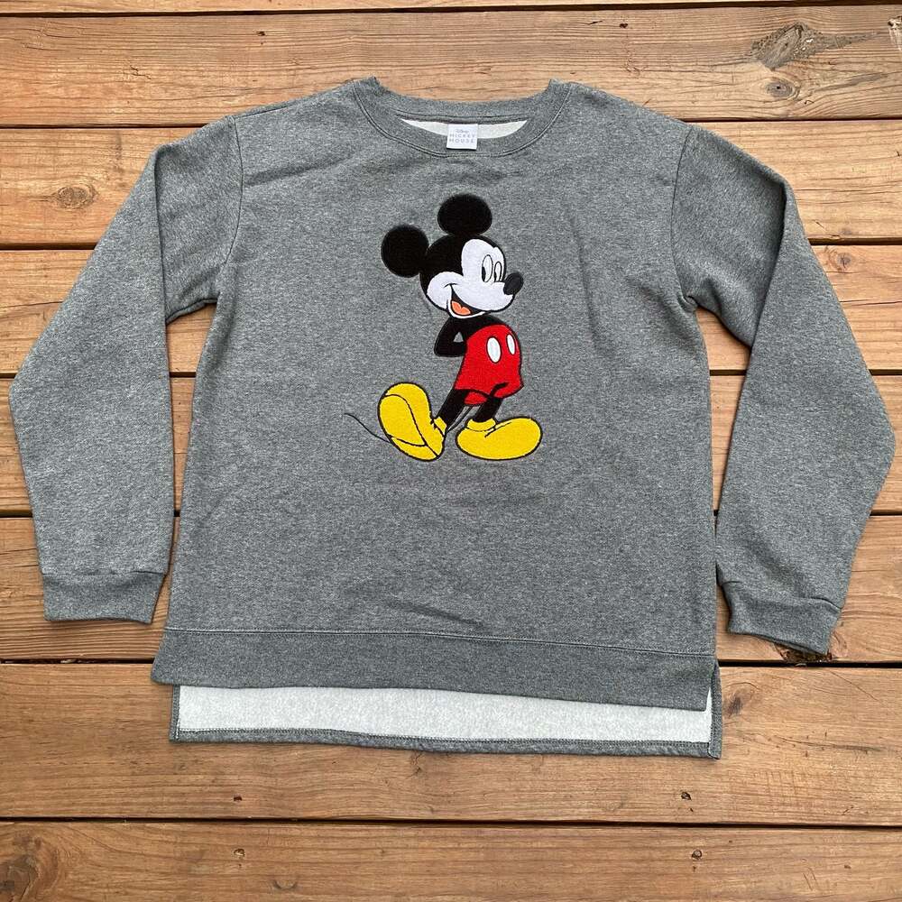 Disney Mickey Mouse Women's Embroidered Fleece-Lined Hi-Lo Sweatshirt